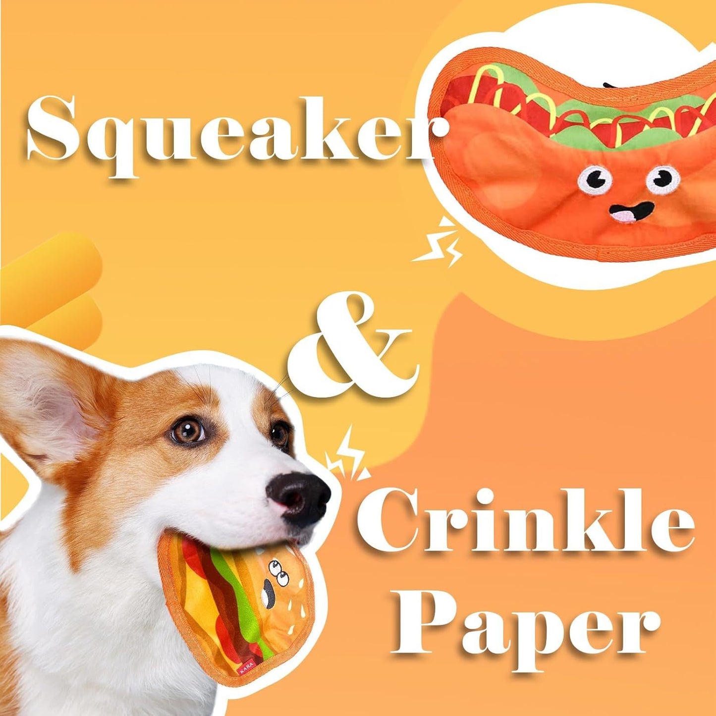 Burger themed Crinkle/Squeak toys